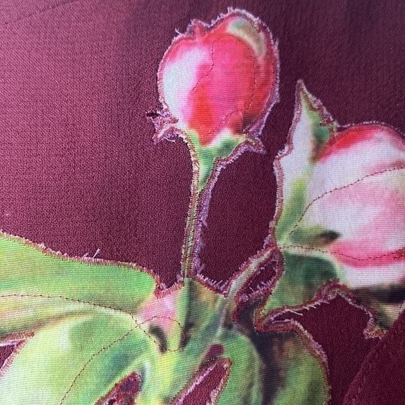 ROCOCO SAND Claret Silk Floral Patch Embroidered Dress Wedding Guest - Picture 13 of 14